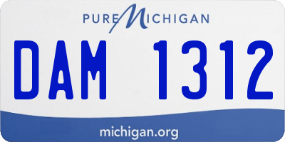 MI license plate DAM1312