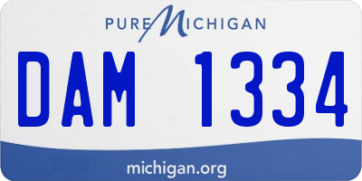MI license plate DAM1334