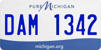 MI license plate DAM1342