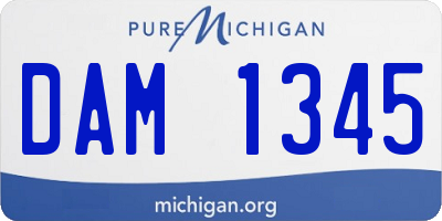 MI license plate DAM1345