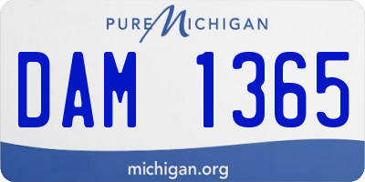 MI license plate DAM1365