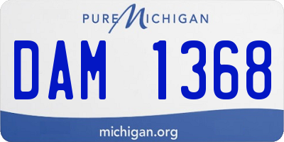 MI license plate DAM1368
