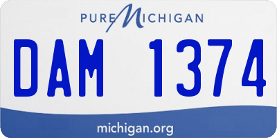 MI license plate DAM1374