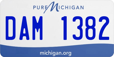 MI license plate DAM1382