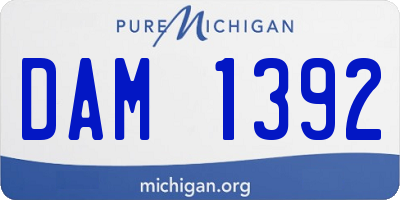 MI license plate DAM1392