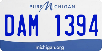 MI license plate DAM1394