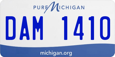 MI license plate DAM1410