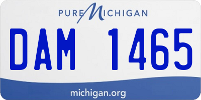 MI license plate DAM1465