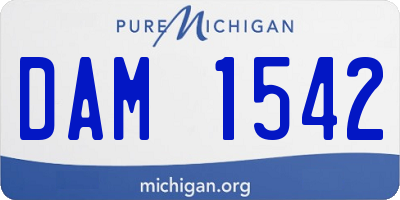 MI license plate DAM1542