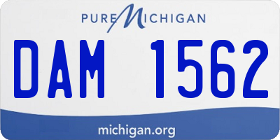 MI license plate DAM1562