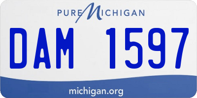 MI license plate DAM1597