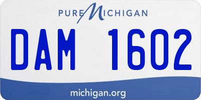 MI license plate DAM1602