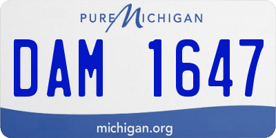 MI license plate DAM1647