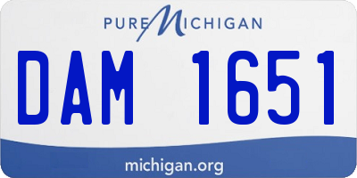 MI license plate DAM1651