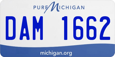 MI license plate DAM1662