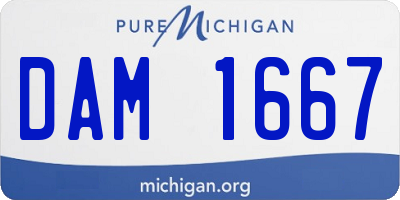 MI license plate DAM1667