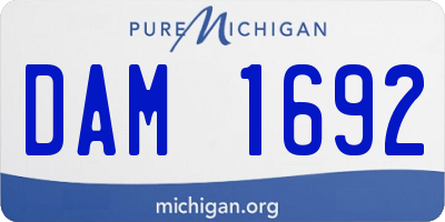 MI license plate DAM1692