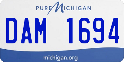 MI license plate DAM1694