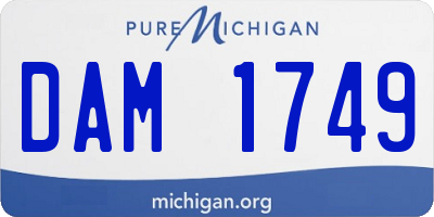 MI license plate DAM1749