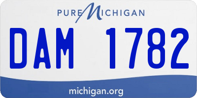 MI license plate DAM1782