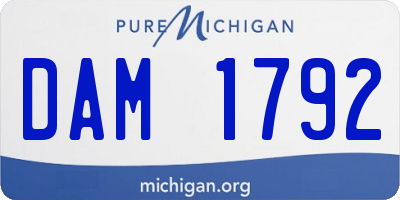 MI license plate DAM1792