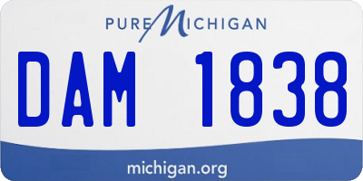 MI license plate DAM1838