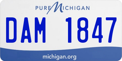 MI license plate DAM1847