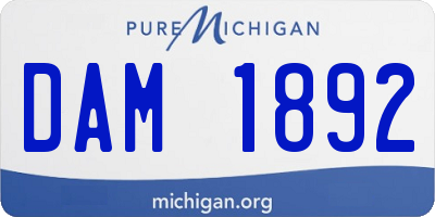 MI license plate DAM1892