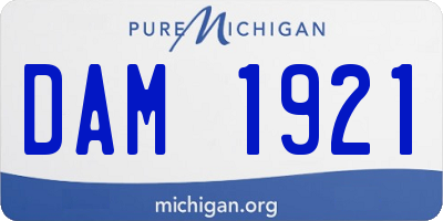 MI license plate DAM1921