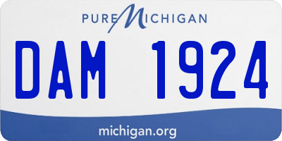 MI license plate DAM1924