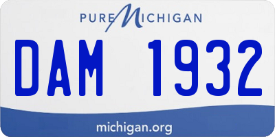 MI license plate DAM1932