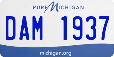 MI license plate DAM1937