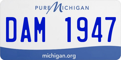 MI license plate DAM1947