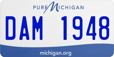 MI license plate DAM1948