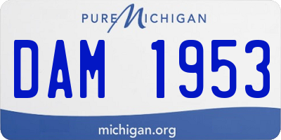 MI license plate DAM1953