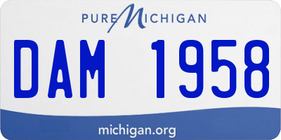 MI license plate DAM1958