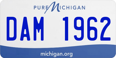 MI license plate DAM1962