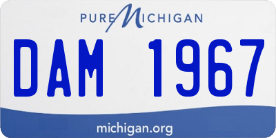 MI license plate DAM1967