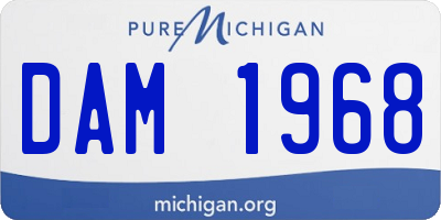 MI license plate DAM1968