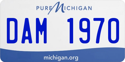 MI license plate DAM1970