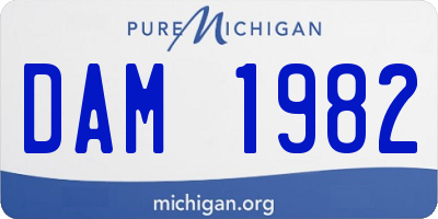 MI license plate DAM1982