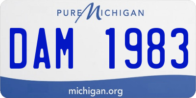 MI license plate DAM1983