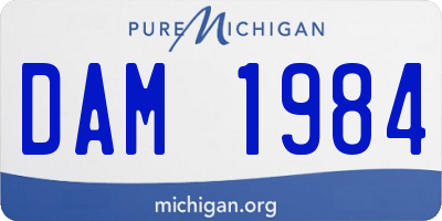 MI license plate DAM1984