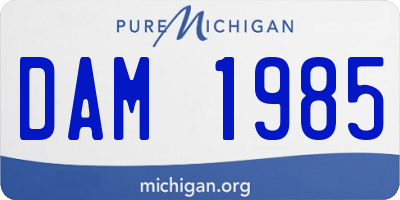 MI license plate DAM1985