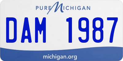 MI license plate DAM1987
