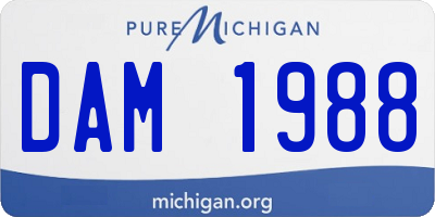 MI license plate DAM1988