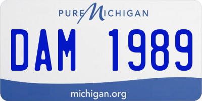 MI license plate DAM1989