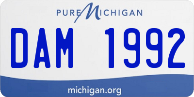 MI license plate DAM1992
