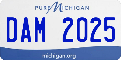 MI license plate DAM2025