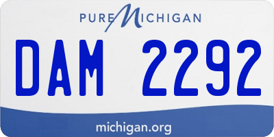 MI license plate DAM2292